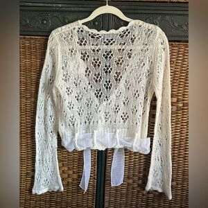 White Crochet Sexy Crop Lolita Sweater